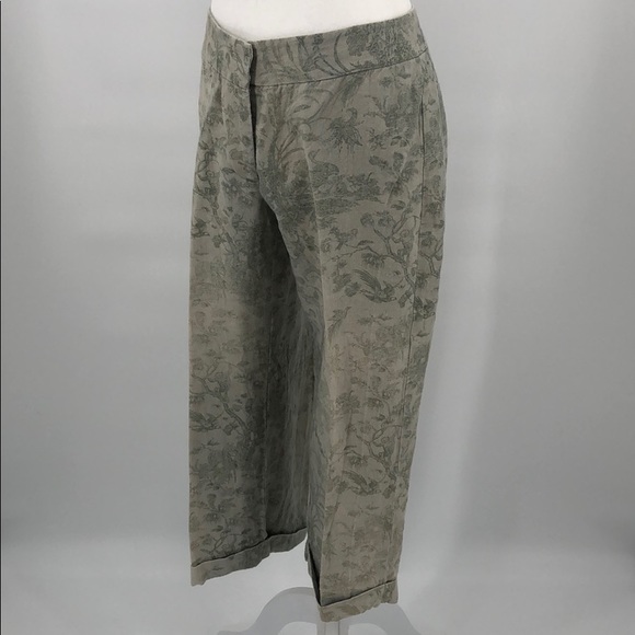 Isda & Co Linen Cropped Pants Sage Green Size 8 - Picture 4 of 8